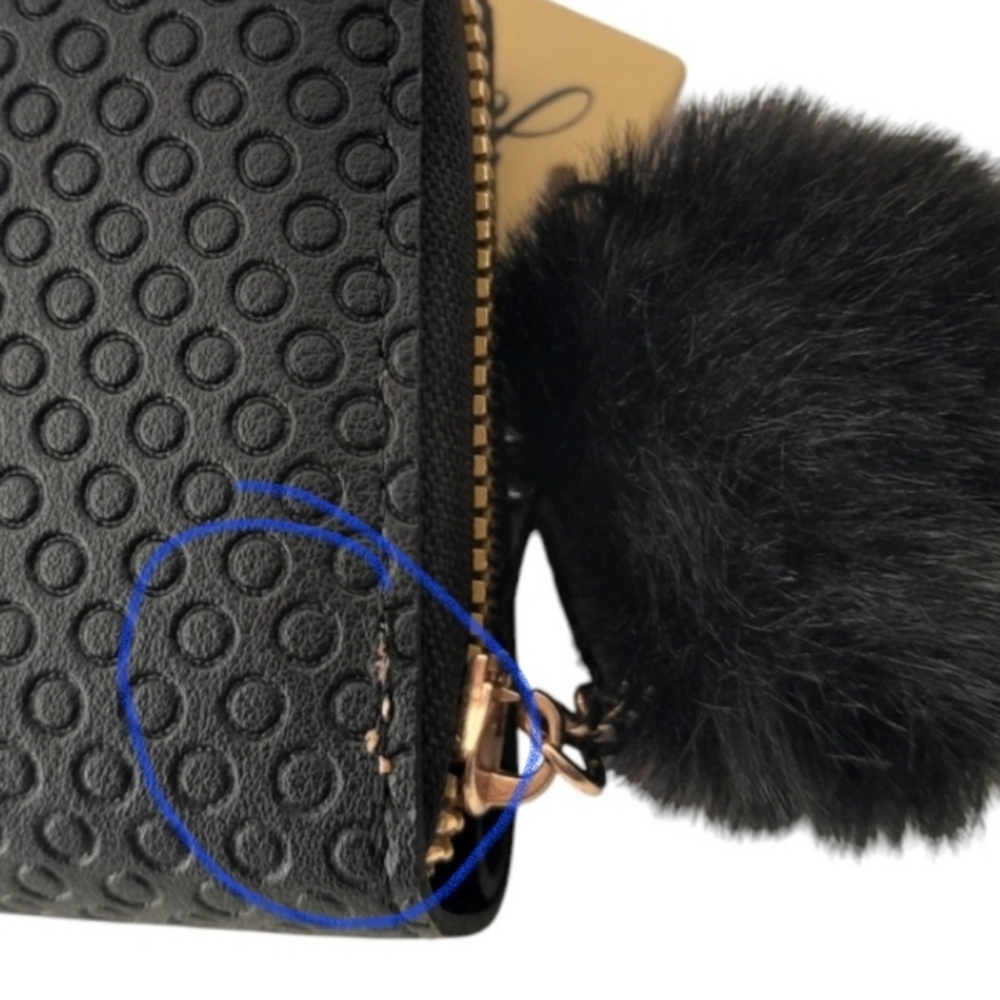 Jolene Couture Black Zippy Wallet with Pom Pom - Picture 2 of 9